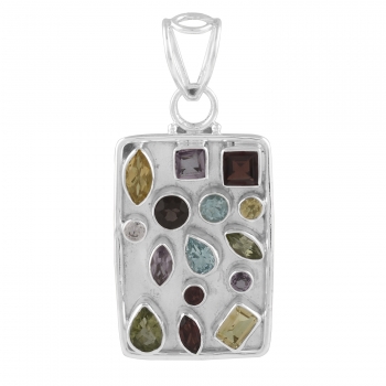 Ethnic Indian design pure sterling silver gemstone pendant jewellery